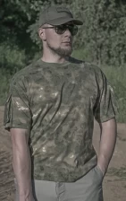 Футболка тактическая (с карманом)(Зеленый Камуфляж)