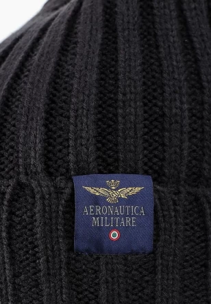 Шапка вязаная Aeronautica Militare с логотипом (черный) фото 3