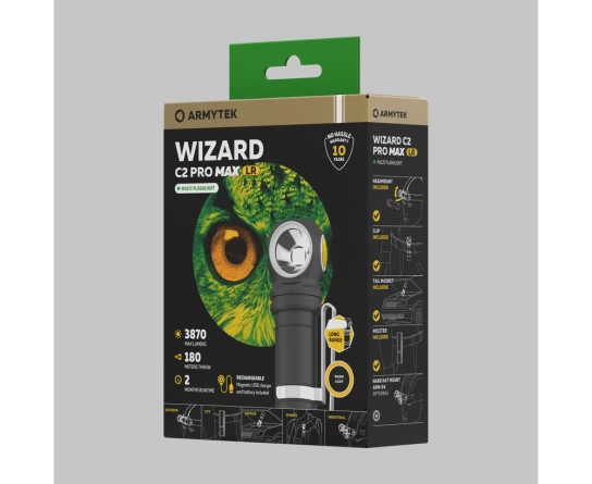 Фонарь Armytek Wizard C2 Pro Max Magnet USB теплый диод LR (Гладкий рефлектор)(3870 люмен) фото 4