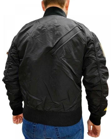 Куртка-бомбер с нашивками (черный) фото 2