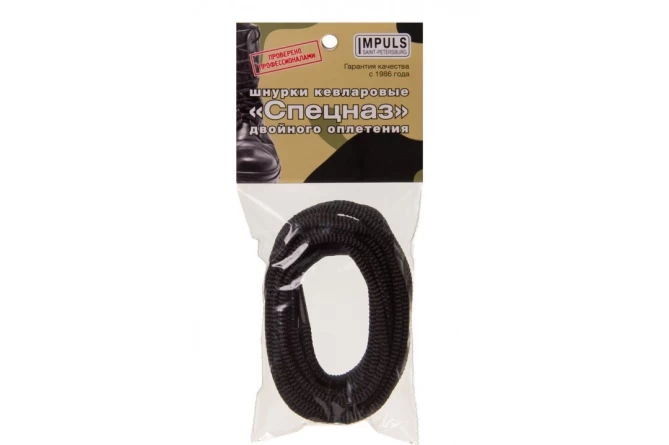 Шнурки кевларовые "Спецназ" плоские (180 см)(черный) фото 1
