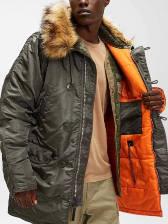 Куртка Alpha N-3B Slim Fit (Replica Grey/Orange) фото 3